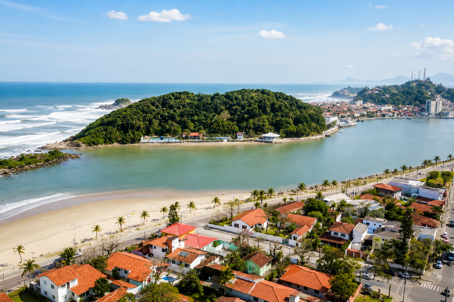 Vista aérea da Praia do Centro e Boca da Barra